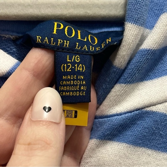 Polo Ralph Lauren O Ls Big Pony Stripe Hoodie Kids Size Large (12-14) - Picture 4 of 5